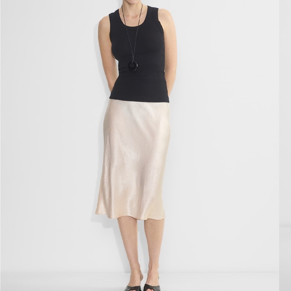 Aritzia Babaton Slip Satin Midi Skirt in Denude, Size 2